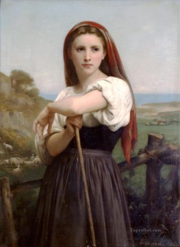  Bergere Oil Painting - Jeune bergere 1868 Realism William Adolphe Bouguereau